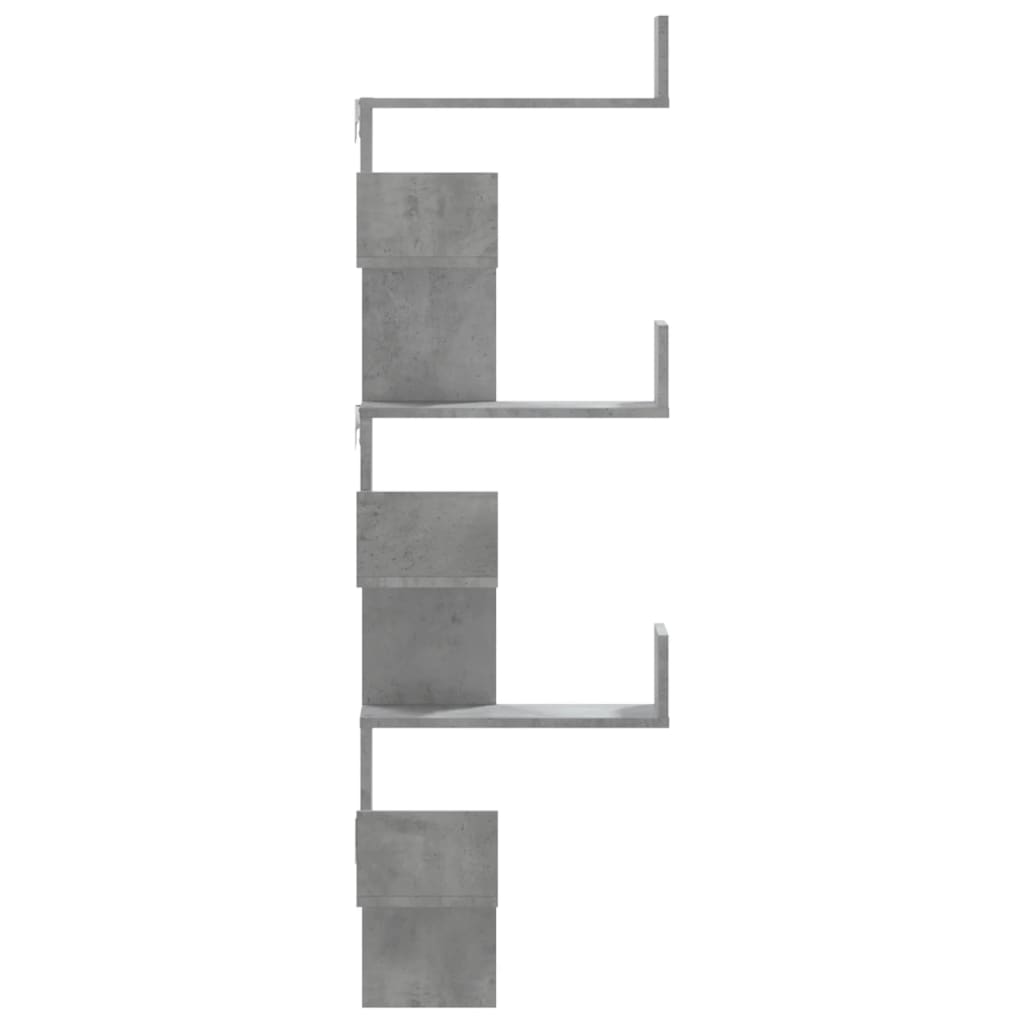 vidaXL Wall Corner Shelf Concrete Grey 45x45x147 cm Engineered Wood 5