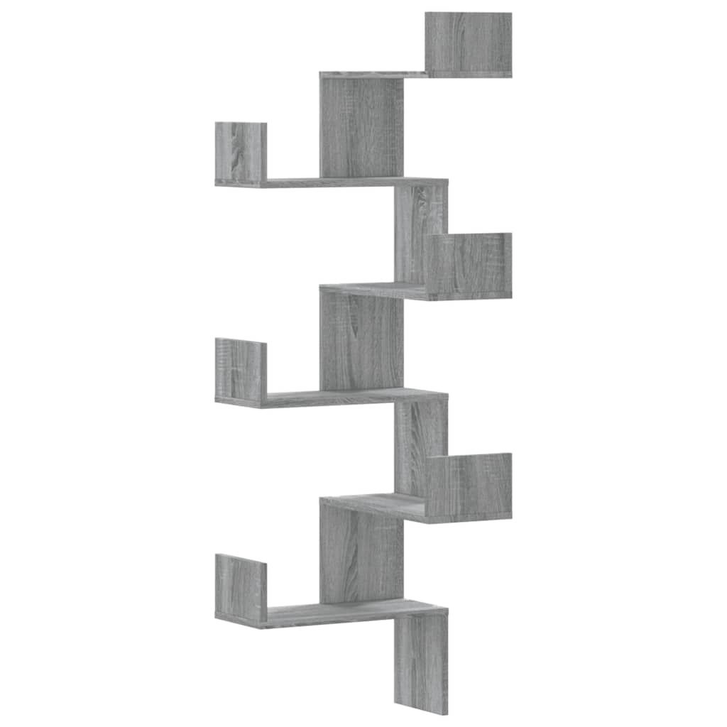 vidaXL Wall Corner Shelf Grey Sonoma 45x45x147 cm Engineered Wood 2