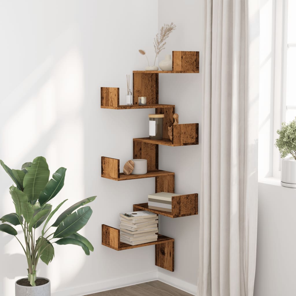 Wall Corner Shelf Engineered Wood