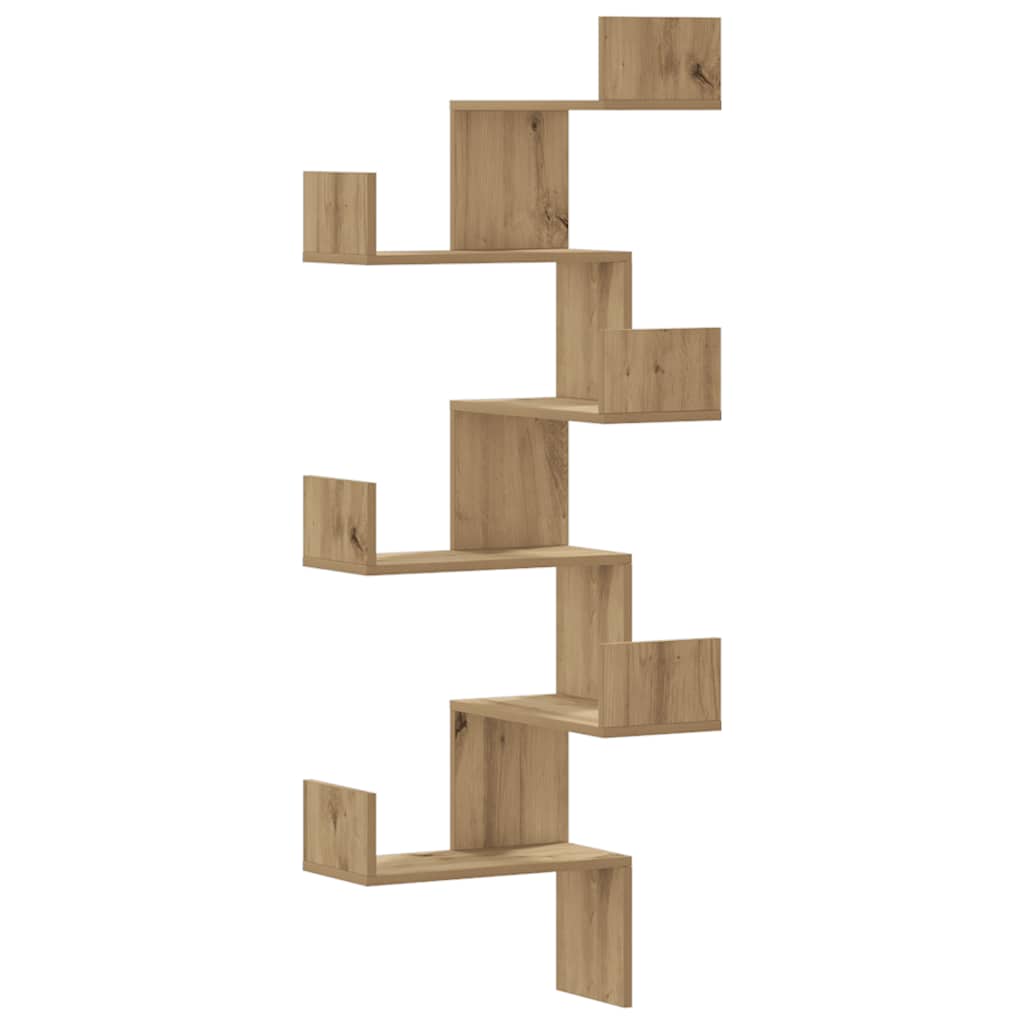 vidaXL Wall Corner Shelf Artisian Oak 45x45x147 cm Engineered Wood 2