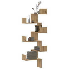 vidaXL Wall Corner Shelf Artisian Oak 45x45x147 cm Engineered Wood 3