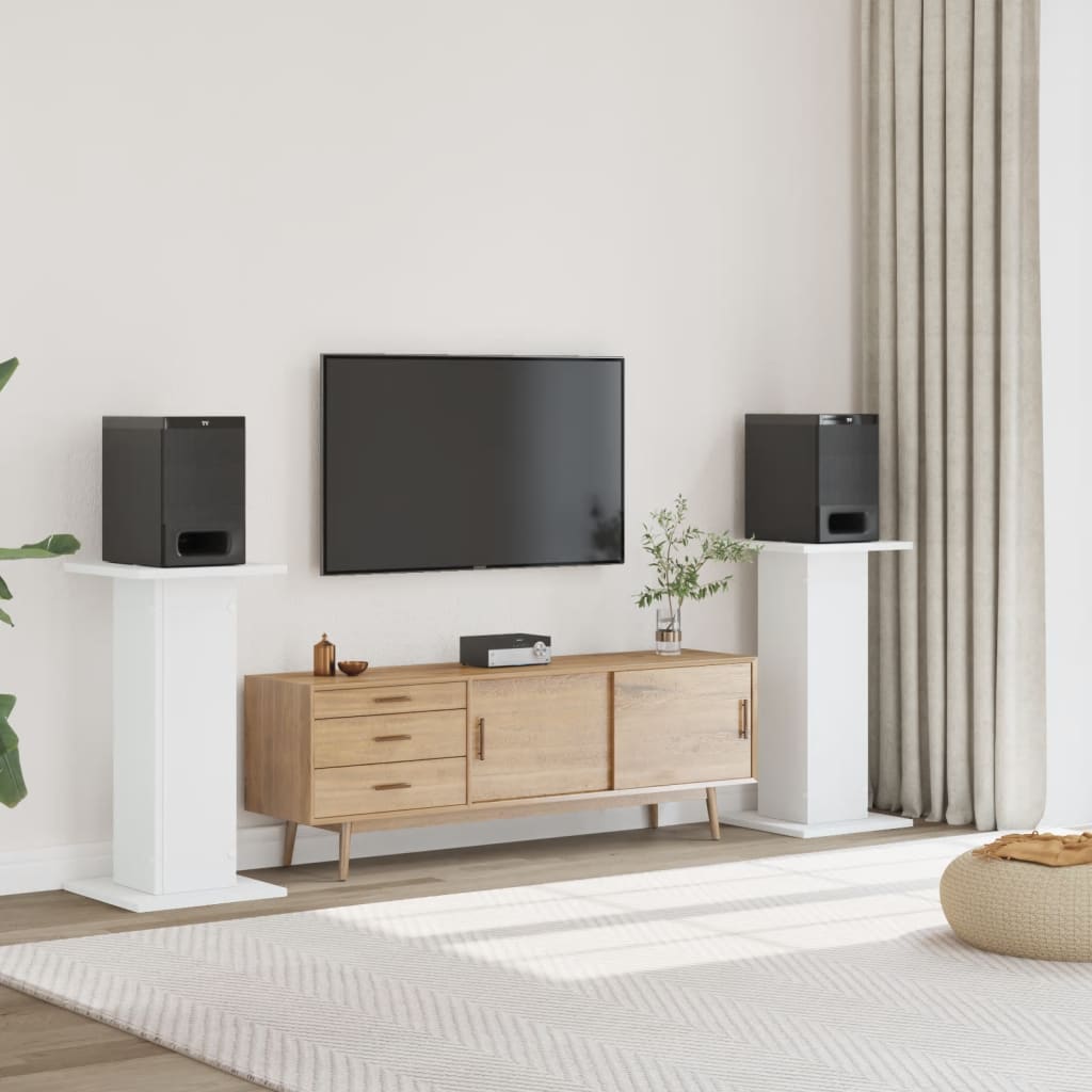 vidaXL Speaker Stands 2 pcs White 30x30x80 cm Engineered Wood 1