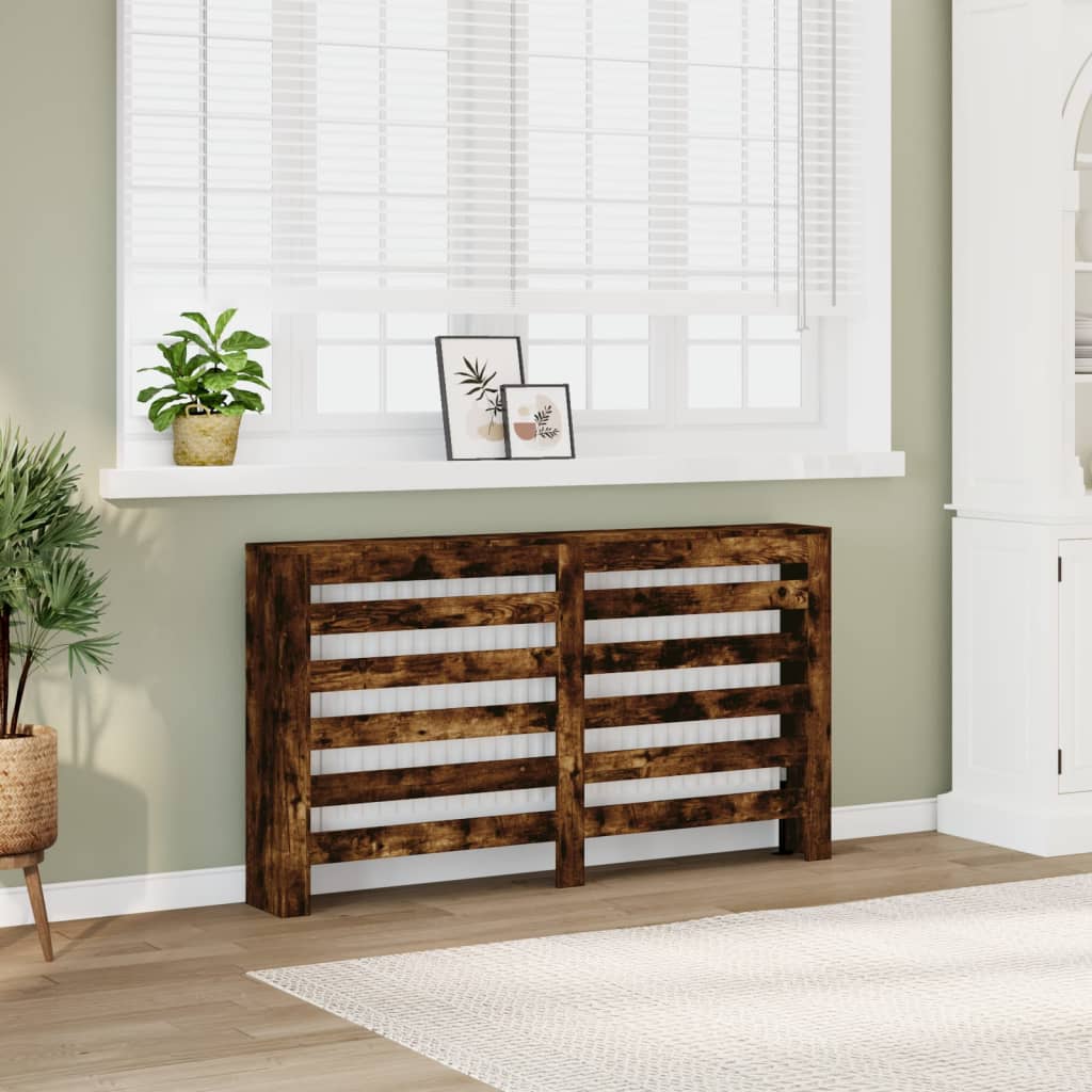 vidaXL Radiator Cover Smoked Oak 149 x 20 x 82 cm Engineered Wood 1