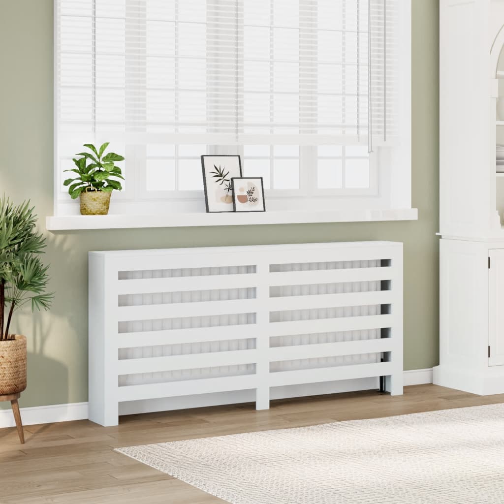 Radiator Cover 175x20x82 cm Engineered Wood Horizontal Slats White