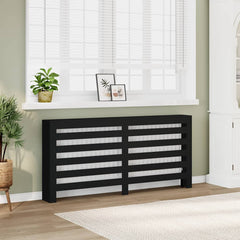 Radiator Cover 175x20x82 cm Engineered Wood Horizontal Slats Black