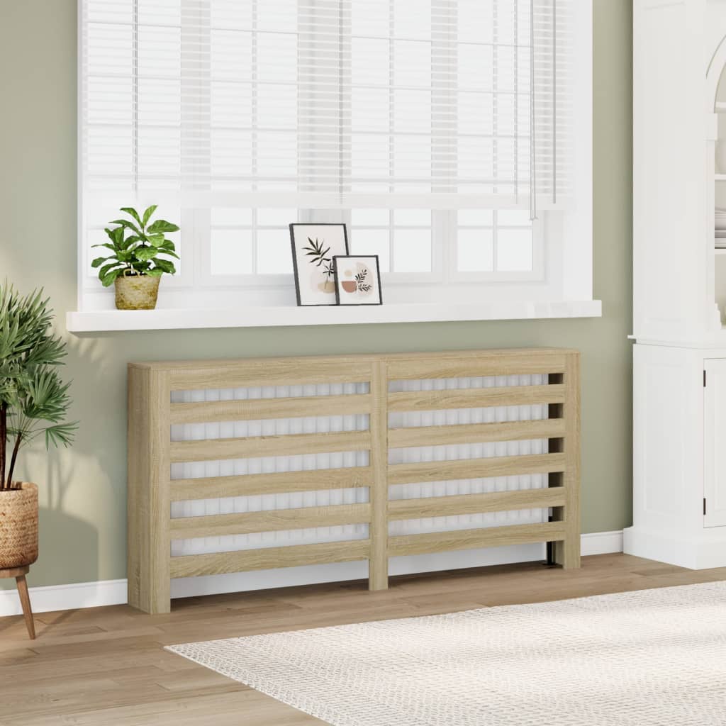 Radiator Cover 175x20x82 cm Engineered Wood Horizontal Slats Sonoma oak