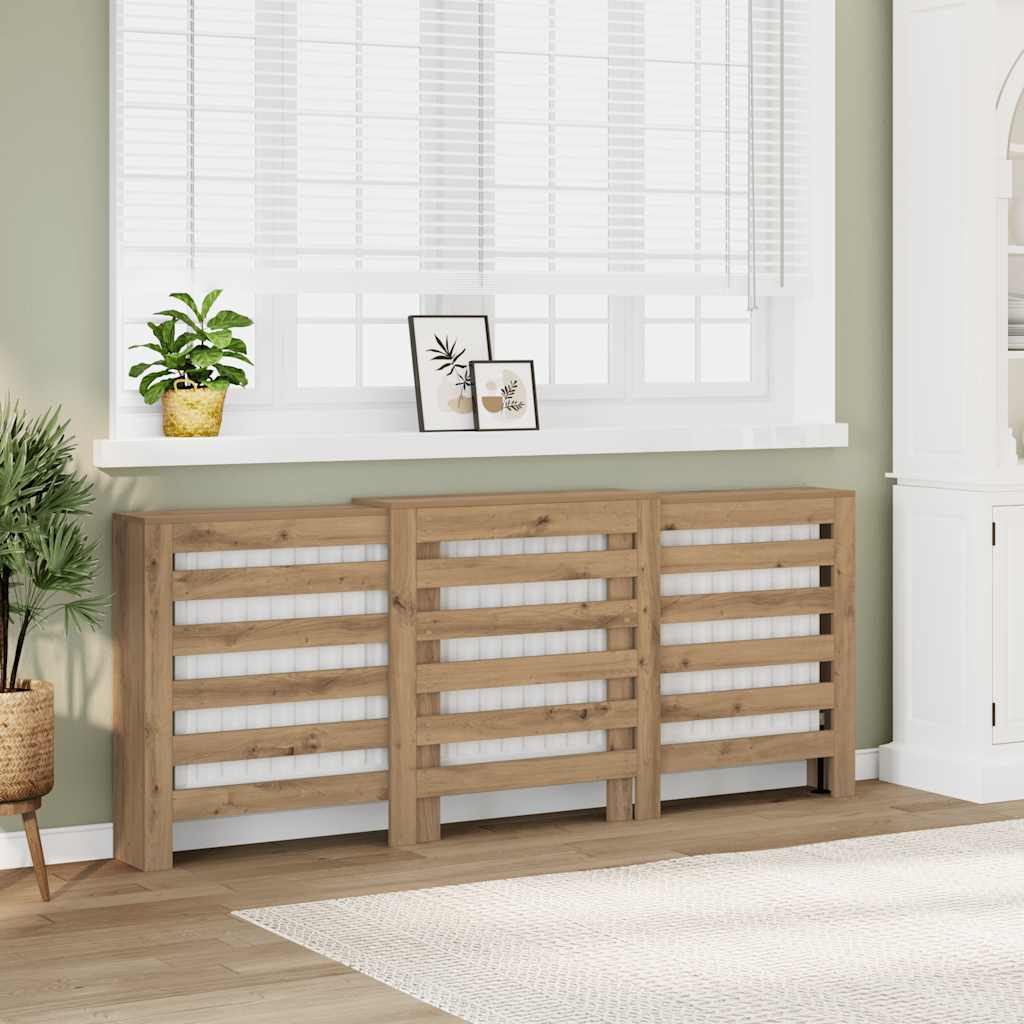 Radiator Cover 205x21.5x83.5 cm Engineered Wood Depth 21.5 cm Artisan oak Horizontal slats
