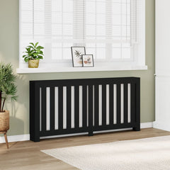Radiator Cover 175x20x82 cm Engineered Wood Vertical Slats Black