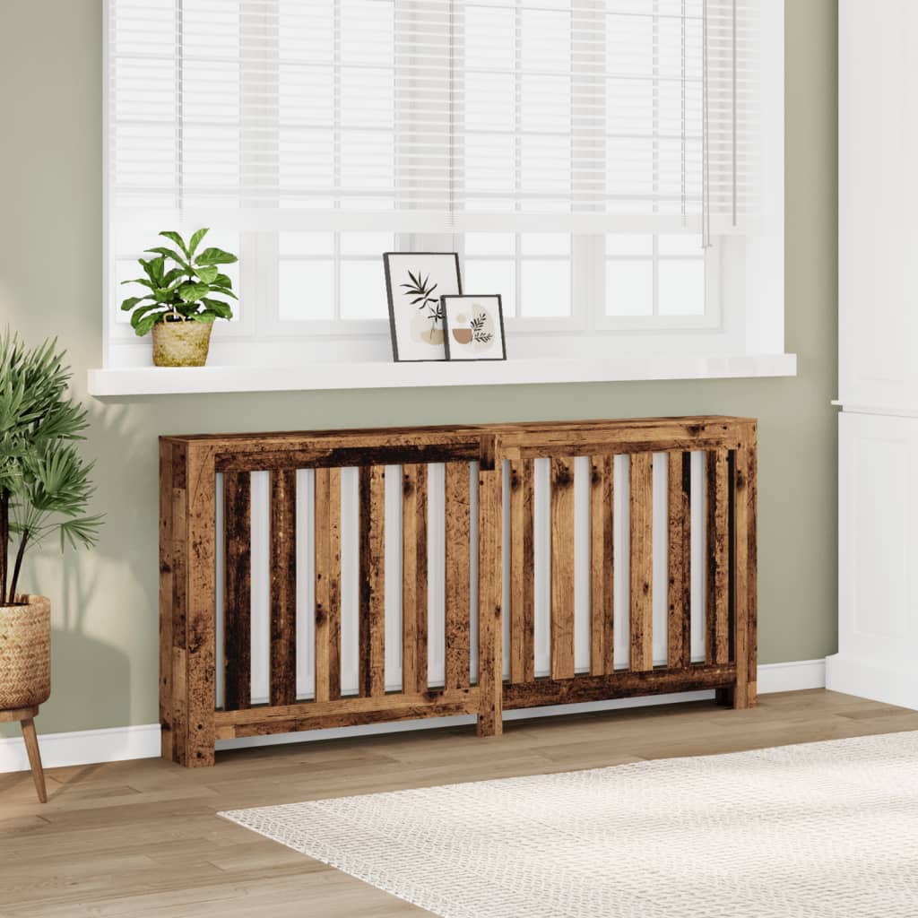 Radiator Cover 175x20x82 cm Engineered Wood Vertical Slats Old wood
