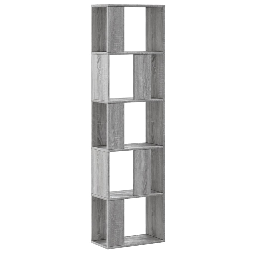 vidaXL Bookcase 5-Tier Grey Sonoma 45x23,5x162,5 cm Engineered Wood 2