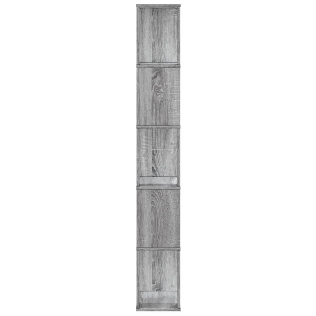 vidaXL Bookcase 5-Tier Grey Sonoma 45x23,5x162,5 cm Engineered Wood 5