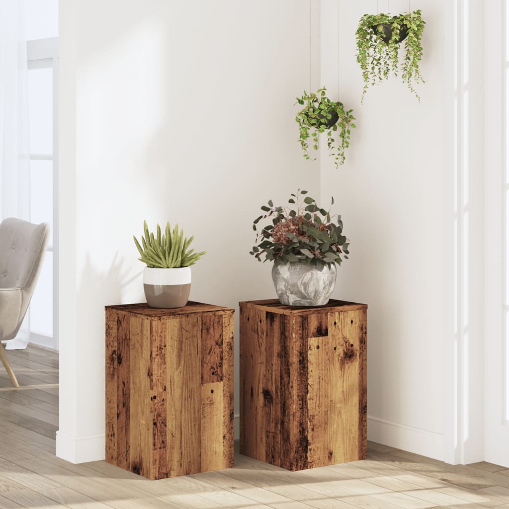 vidaXL Plant Stand 2 pcs Old Wood 30 x 30 x 50 cm Engineered Wood 1