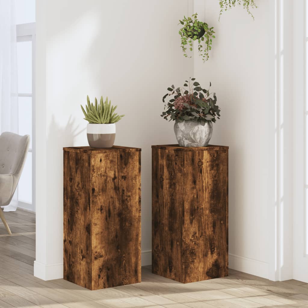 vidaXL Plant Stand 2 pcs Smoked Oak 30 x 30 x 70 cm Engineered Wood 1