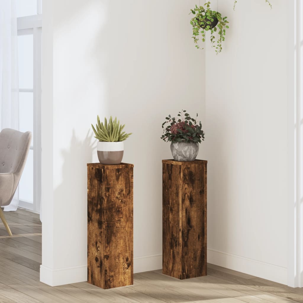 vidaXL Plant Stand 2 pcs Smoked Oak 17 x 17 x 60 cm Engineered Wood 1