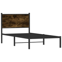 Metal Bed Frame without Mattress Smoked Oak Length 200 cm with Headboard 90 cm