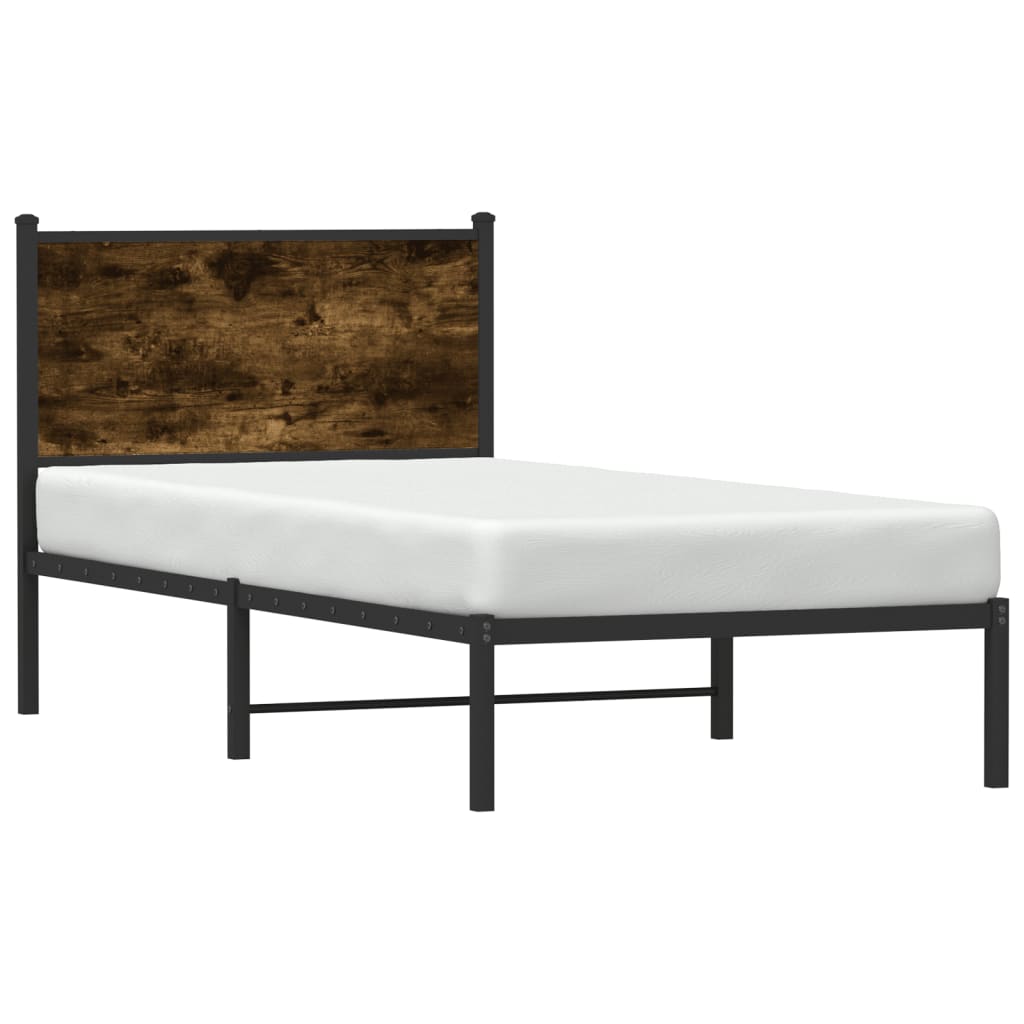 vidaXL Metal Bed Frame without Mattress Smoked Oak 90x200 cm 4