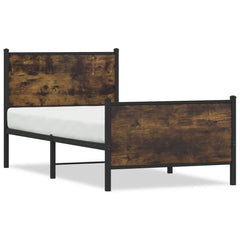 vidaXL Metal Bed Frame without Mattress Smoked Oak 75x190 cm Small Single 2