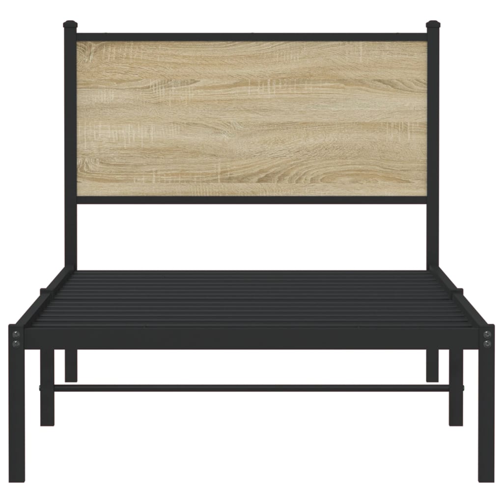 vidaXL Metal Bed Frame without Mattress Sonoma Oak 90x190 cm Single 5