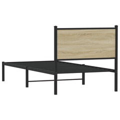 Metal Bed Frame without Mattress Sonoma Oak Length 190 cm with Headboard 90 cm