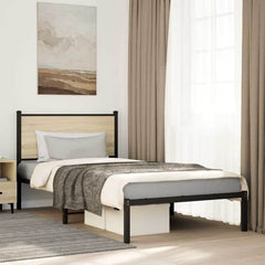 Metal Bed Frame without Mattress Sonoma Oak Length 190 cm with Headboard 100 cm