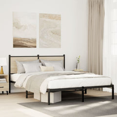 Metal Bed Frame without Mattress Sonoma Oak Length Headboard