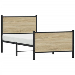 vidaXL Metal Bed Frame without Mattress Sonoma Oak 75x190 cm Small Single 4