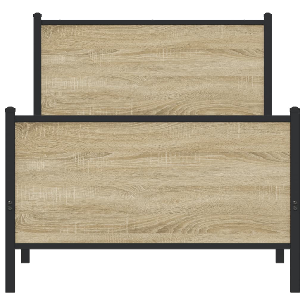 vidaXL Metal Bed Frame without Mattress Sonoma Oak 75x190 cm Small Single 5