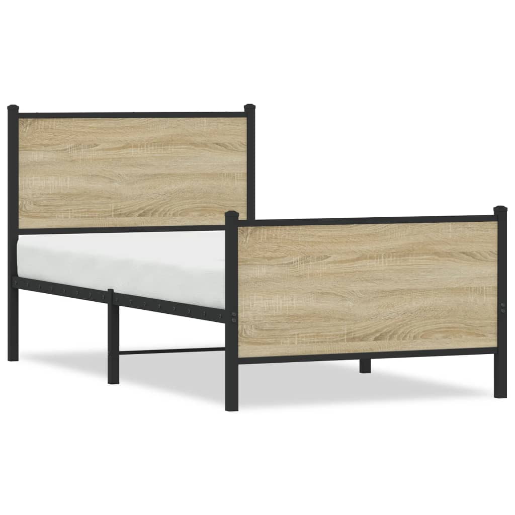 vidaXL Metal Bed Frame without Mattress Sonoma Oak 80x200 cm 2