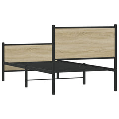 Metal Bed Frame without Mattress Sonoma Oak Length 200 cm with Headboard & Footboard 80 cm