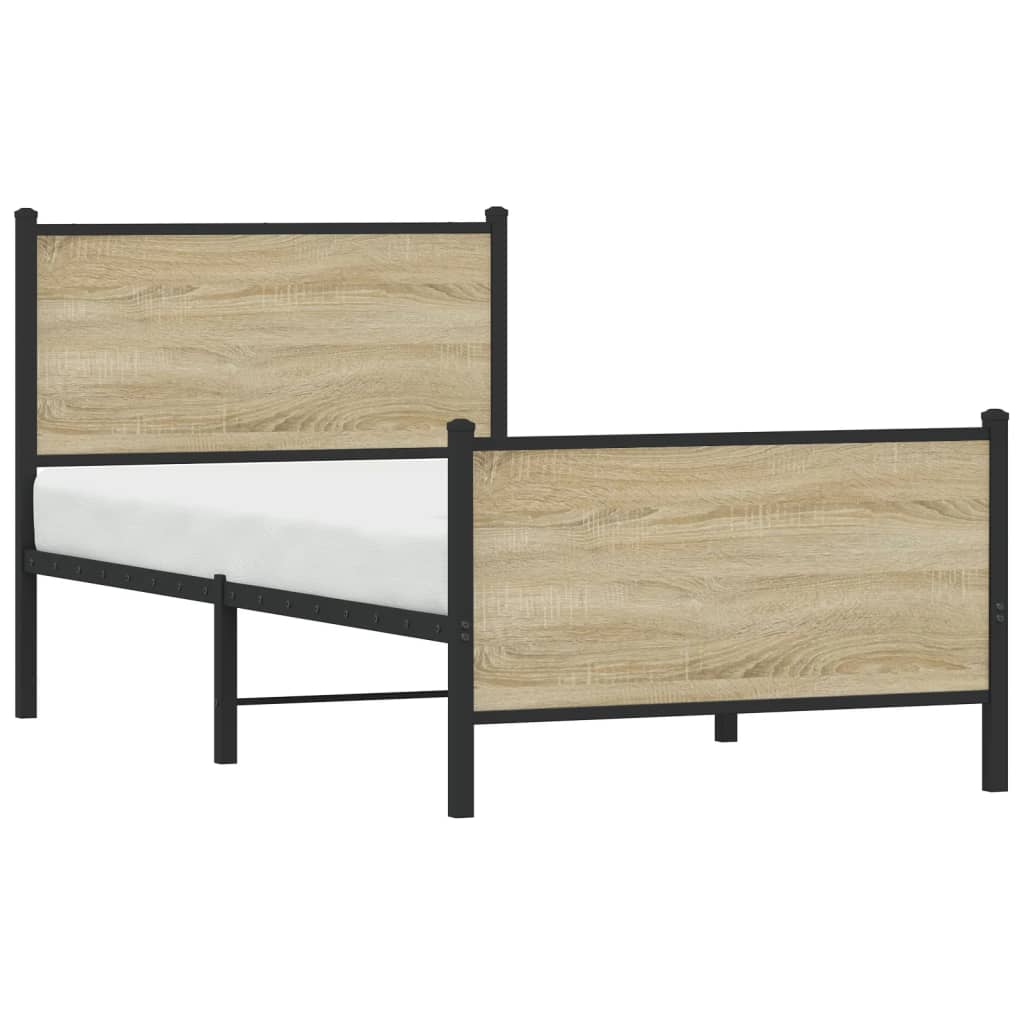 vidaXL Metal Bed Frame without Mattress Sonoma Oak 90x190 cm Single 4