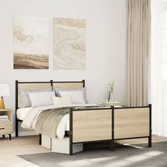 Metal Bed Frame without Mattress Sonoma Oak Length 200 cm with Headboard & Footboard 120 cm