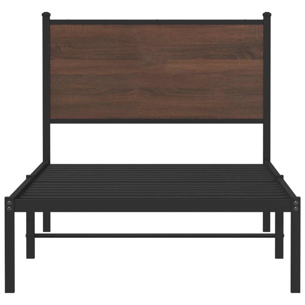 vidaXL Metal Bed Frame without Mattress Brown Oak 75x190 cm Small Single 5