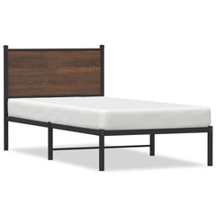 vidaXL Metal Bed Frame without Mattress Brown Oak 90x190 cm Single 2