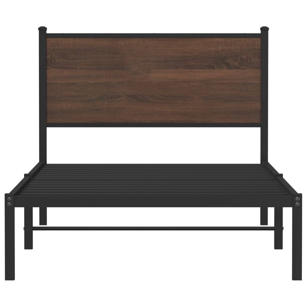 vidaXL Metal Bed Frame without Mattress Brown Oak 100x190 cm 5