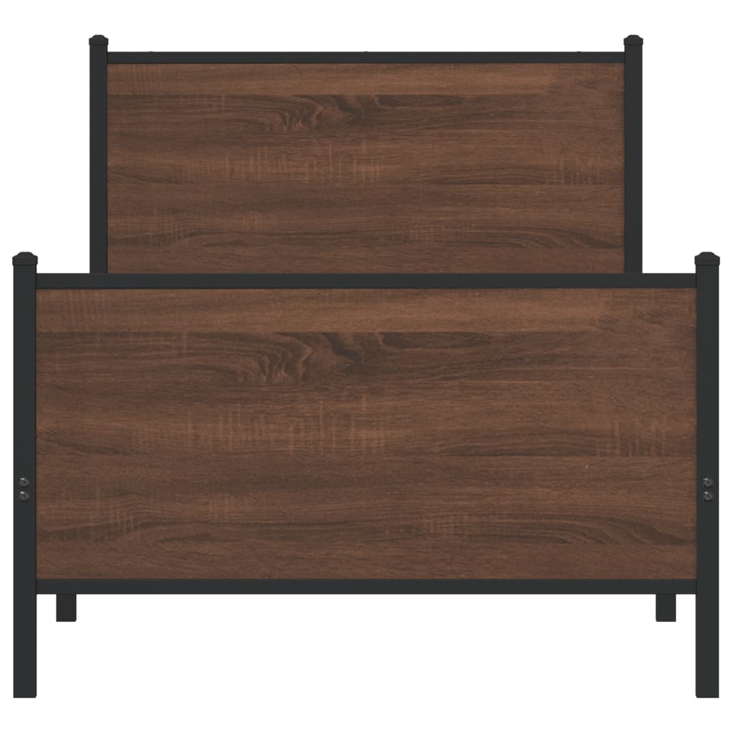 vidaXL Metal Bed Frame without Mattress Brown Oak 75x190 cm Small Single 5