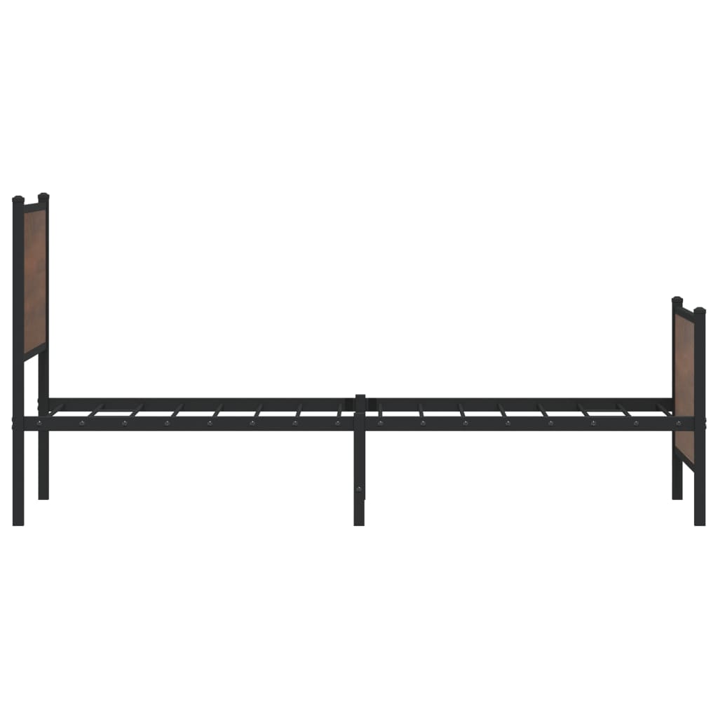 vidaXL Metal Bed Frame without Mattress Brown Oak 75x190 cm Small Single 6
