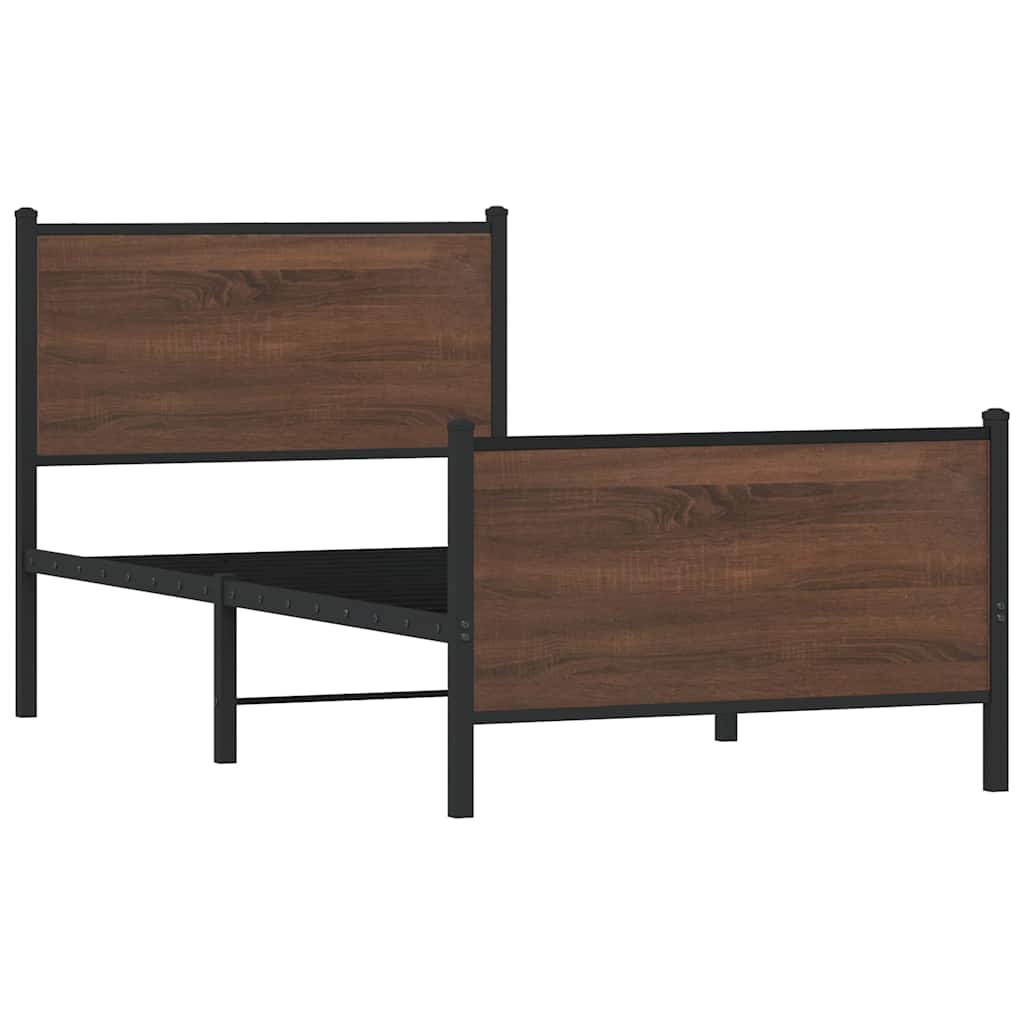 vidaXL Metal Bed Frame without Mattress Brown Oak 80x200 cm 3