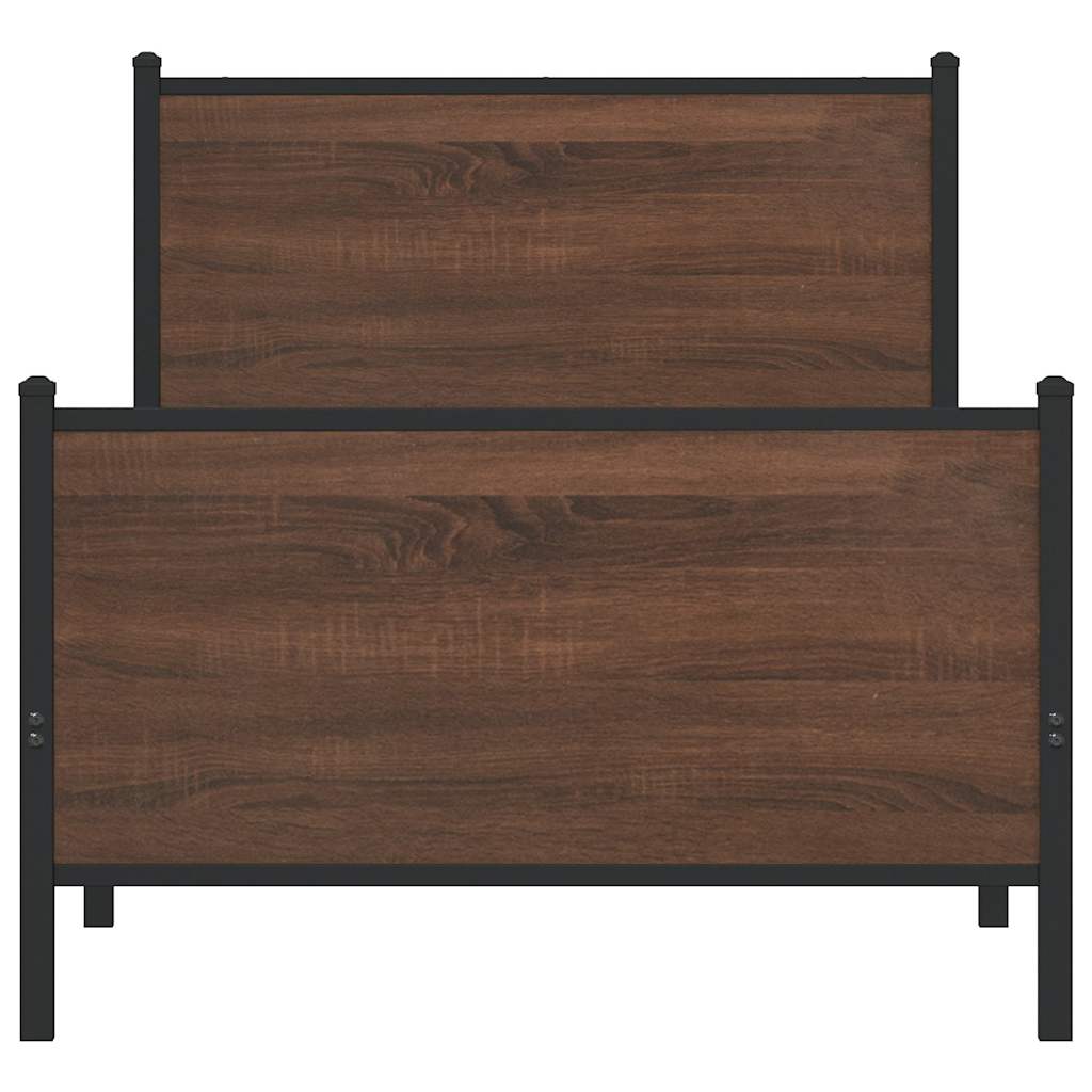 vidaXL Metal Bed Frame without Mattress Brown Oak 80x200 cm 5
