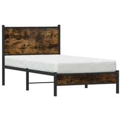 vidaXL Metal Bed Frame without Mattress Smoked Oak 90x190 cm Single 4