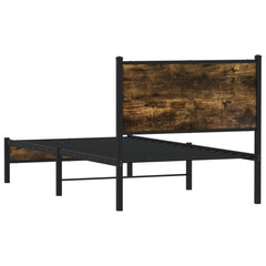 Metal Bed Frame without Mattress Smoked Oak Length 190 cm with Headboard & Low Footboard 90 cm