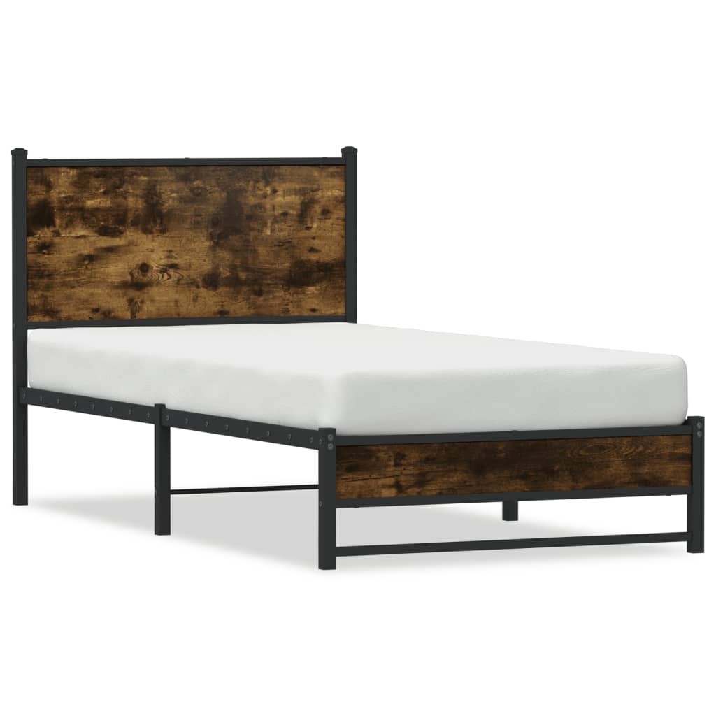 vidaXL Metal Bed Frame without Mattress Smoked Oak 80x200 cm 2