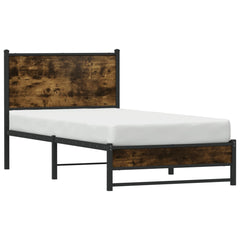 vidaXL Metal Bed Frame without Mattress Smoked Oak 90x190 cm Single 4