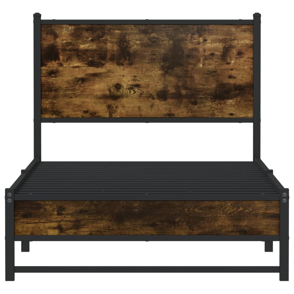 vidaXL Metal Bed Frame without Mattress Smoked Oak 90x190 cm Single 5
