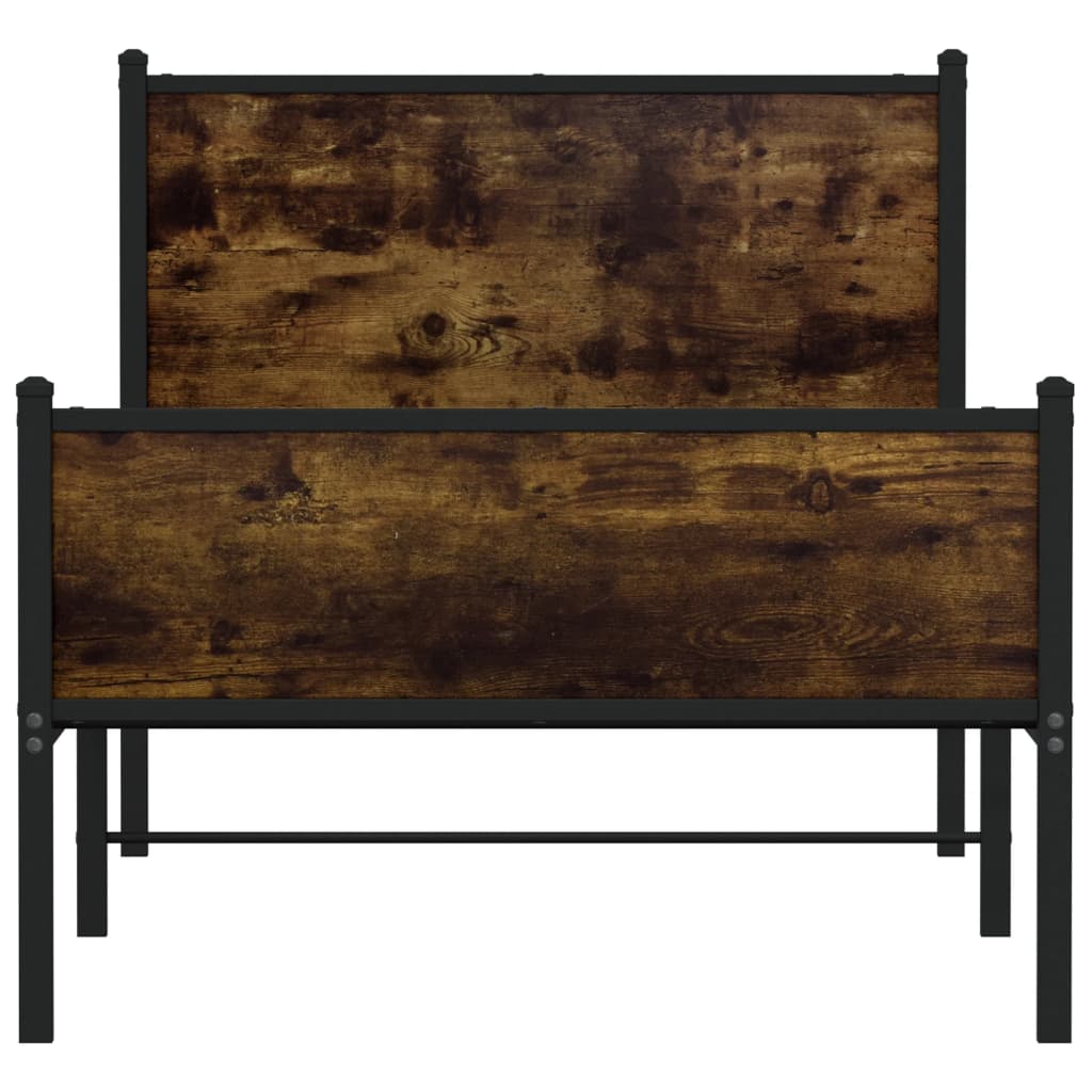 vidaXL Metal Bed Frame without Mattress Smoked Oak 80x200 cm 5
