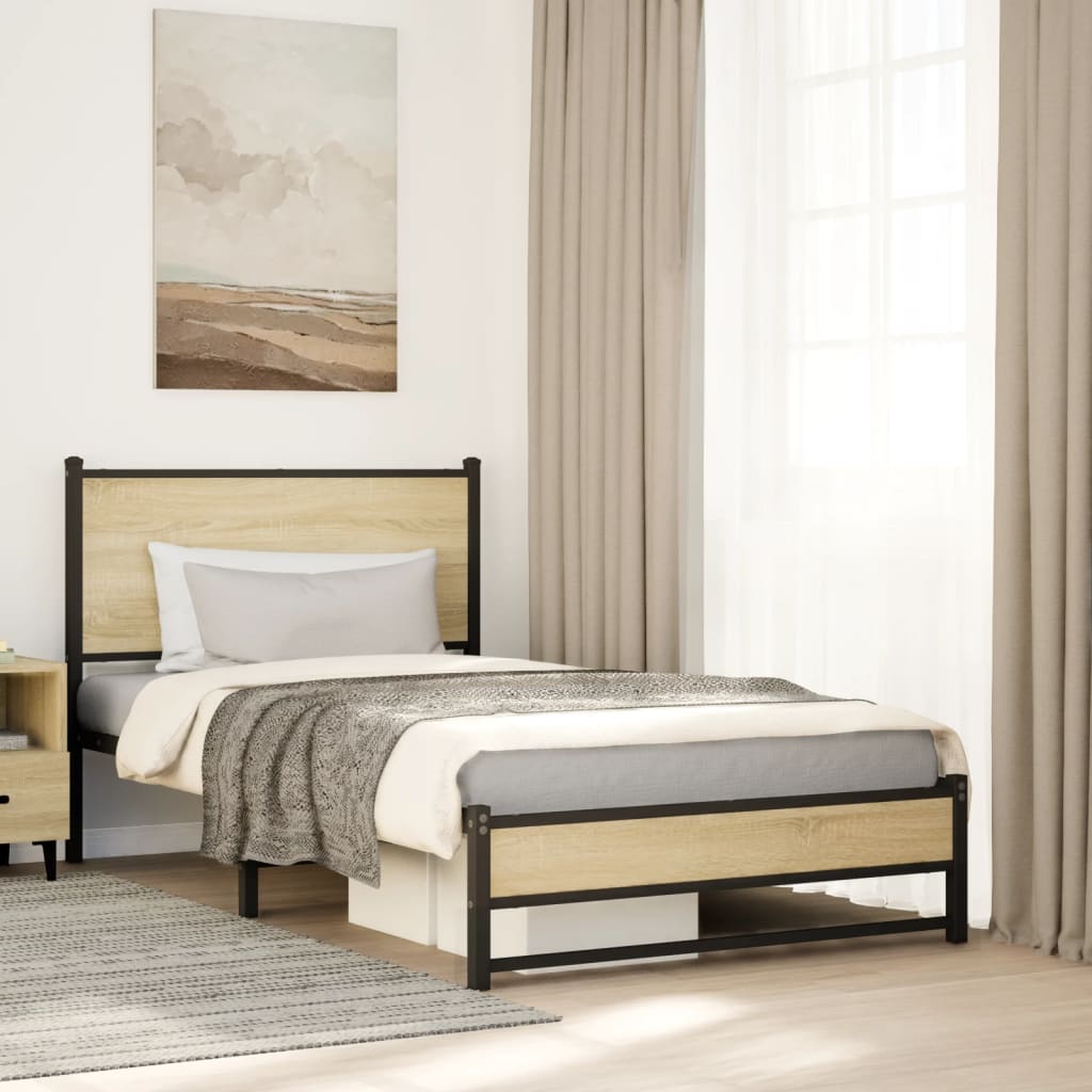 vidaXL Metal Bed Frame without Mattress Sonoma Oak Length 203 cm