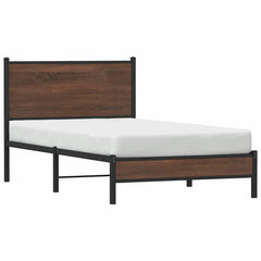vidaXL Metal Bed Frame without Mattress Brown Oak 100x200 cm 4