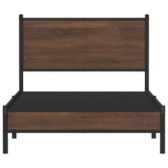 vidaXL Metal Bed Frame without Mattress Brown Oak 100x200 cm 5