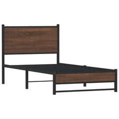 vidaXL Metal Bed Frame without Mattress Brown Oak 75x190 cm Small Single 3