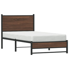 vidaXL Metal Bed Frame without Mattress Brown Oak 90x200 cm 4