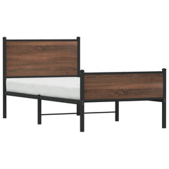 vidaXL Metal Bed Frame without Mattress Brown Oak 75x190 cm Small Single 4